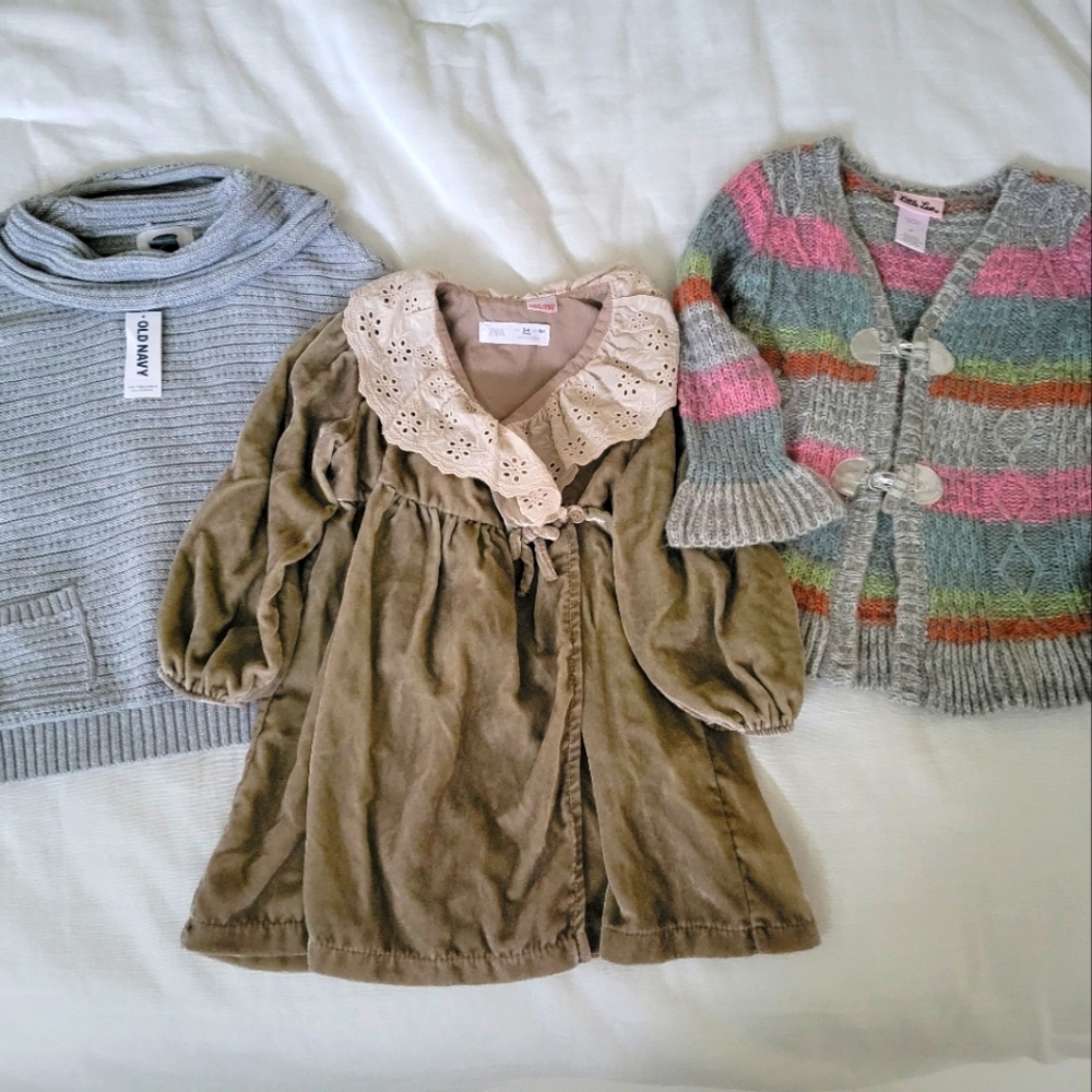 Toddler girl fall dress and sweater bundle